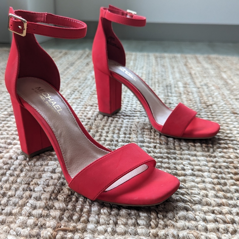 Red block heel sandal